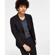 Calvin Klein Mens Skinny fit Sport Coat Suit Jacket 34 S Black Solid Stretch